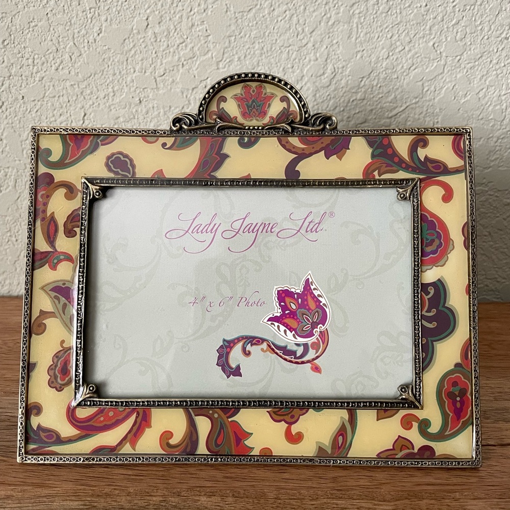 Lady Jayne Ltd. Purple and Green Paisley Brass Frame